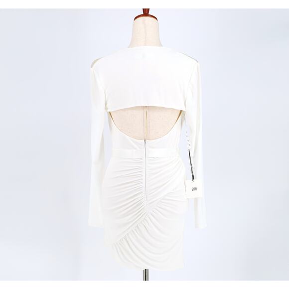 SHO by Tadashi Shoji White Cutout Long Sleeve Bodycon Cocktail Dress Size S - Picture 5 of 6